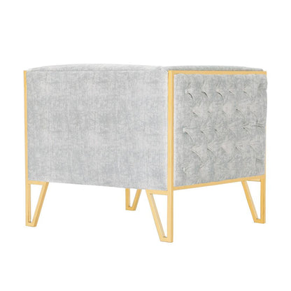 Manhattan Comfort - Vector Velvet Accent Chair with Metal Legs in Grey and Gold - Set of 2 - 2-AC054-GY veiw 4