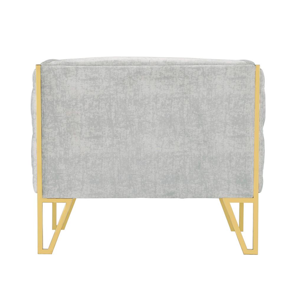 Manhattan Comfort - Vector Velvet Accent Chair with Metal Legs in Grey and Gold - Set of 2 - 2-AC054-GY veiw 6