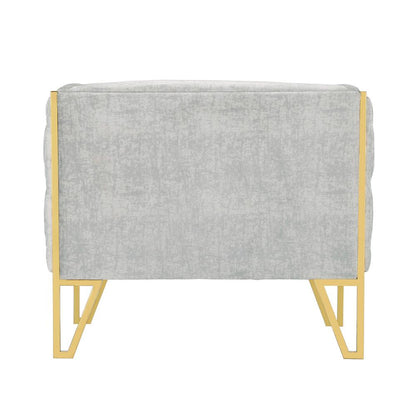 Manhattan Comfort - Vector Velvet Accent Chair with Metal Legs in Grey and Gold - Set of 2 - 2-AC054-GY veiw 6