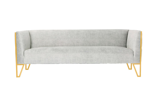Manhattan Comfort - Vector Velvet Sofa with Metal Legs in Grey and Gold - SF008-GY veiw 2