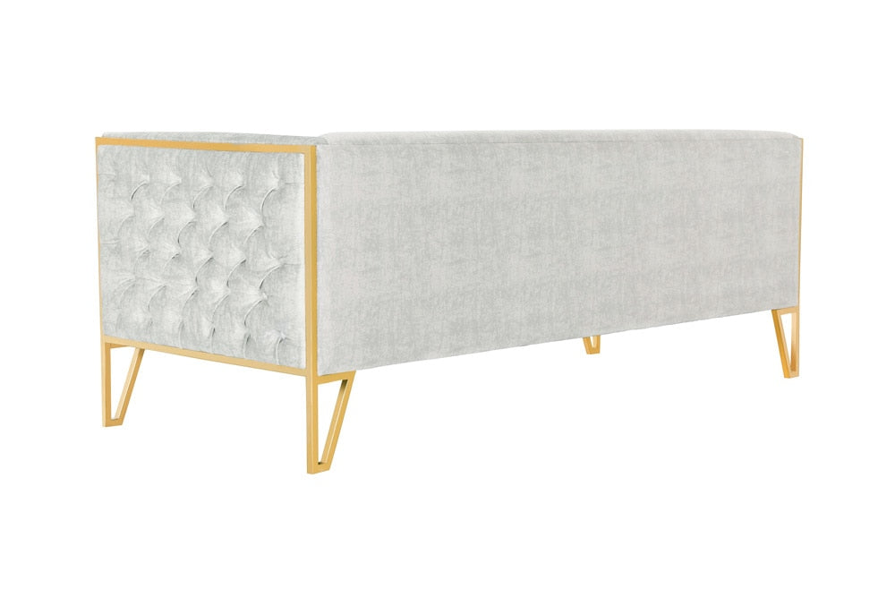 Manhattan Comfort - Vector Velvet Sofa with Metal Legs in Grey and Gold - SF008-GY veiw 4