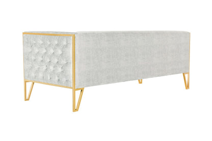 Manhattan Comfort - Vector Velvet Sofa with Metal Legs in Grey and Gold - SF008-GY veiw 4