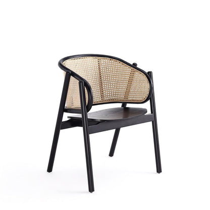 Manhattan Comfort - Versailles Arm Chair with American Ash Wood Legs in Black and Natural Cane - Set of 2 - 2-ACCA02-BK veiw 2