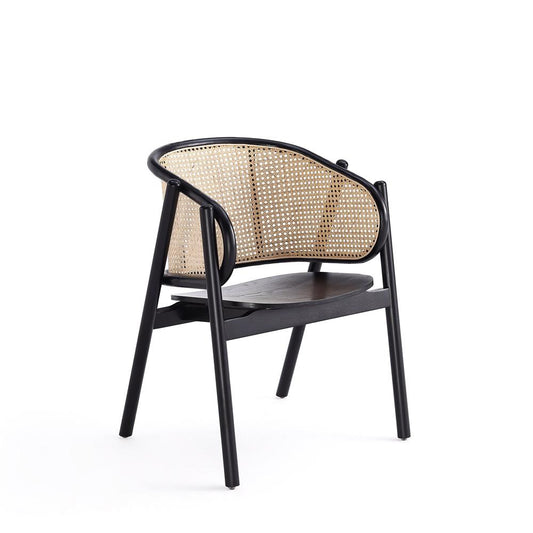 Manhattan Comfort - Versailles Arm Chair with American Ash Wood Legs in Black and Natural Cane - Set of 2 - 2-ACCA02-BK veiw 2