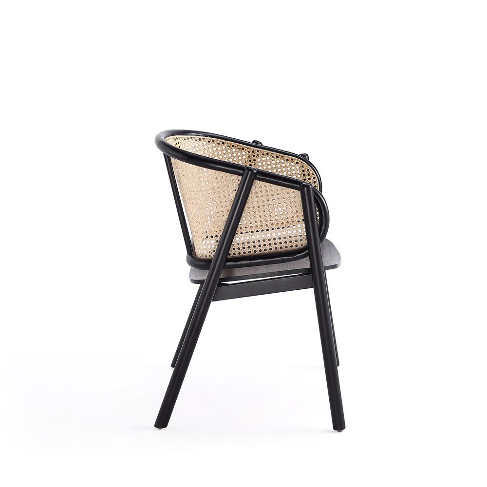 Manhattan Comfort - Versailles Arm Chair with American Ash Wood Legs in Black and Natural Cane - Set of 2 - 2-ACCA02-BK veiw 4
