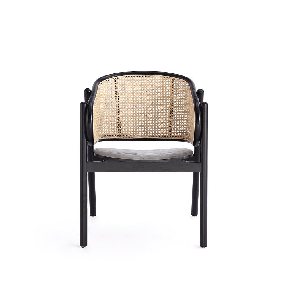 Manhattan Comfort - Versailles Arm Chair with American Ash Wood Legs in Black and Natural Cane - ACCA02-BK veiw 2