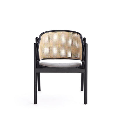 Manhattan Comfort - Versailles Arm Chair with American Ash Wood Legs in Black and Natural Cane - ACCA02-BK veiw 2