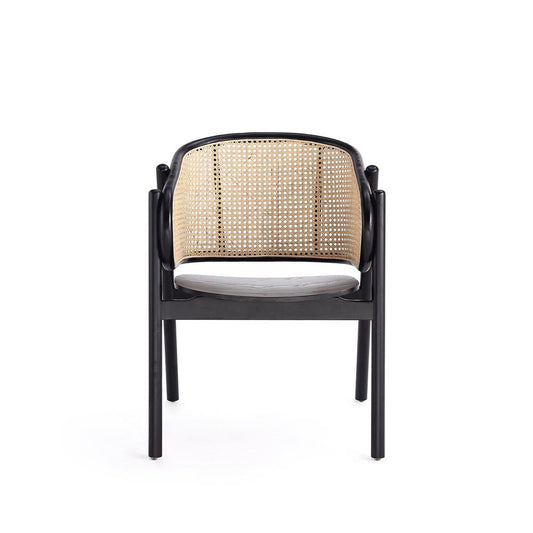 Manhattan Comfort - Versailles Arm Chair with American Ash Wood Legs in Black and Natural Cane - ACCA02-BK veiw 2