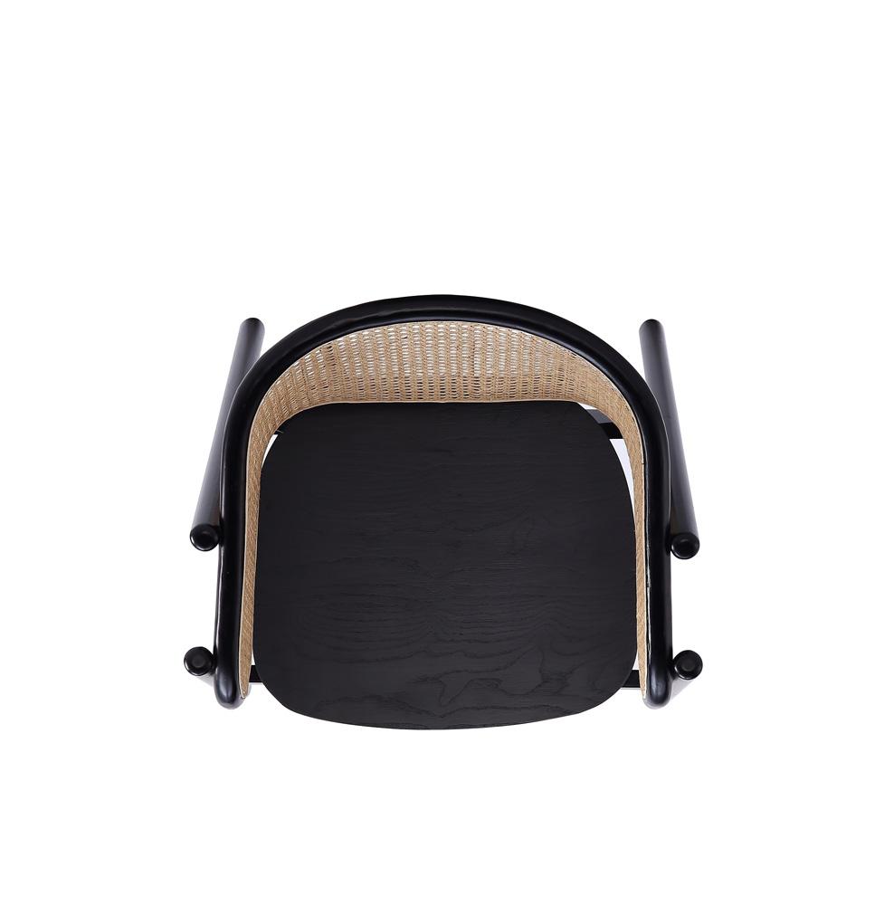 Manhattan Comfort - Versailles Arm Chair with American Ash Wood Legs in Black and Natural Cane - ACCA02-BK veiw 6