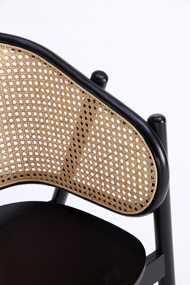 Manhattan Comfort - Versailles Arm Chair with American Ash Wood Legs in Black and Natural Cane - ACCA02-BK veiw 8