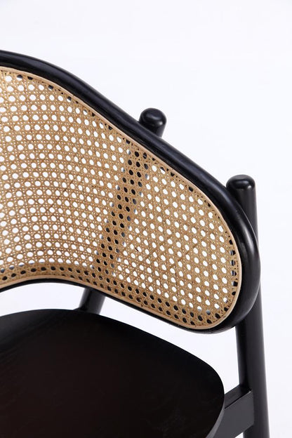 Manhattan Comfort - Versailles Arm Chair with American Ash Wood Legs in Black and Natural Cane - ACCA02-BK veiw 8
