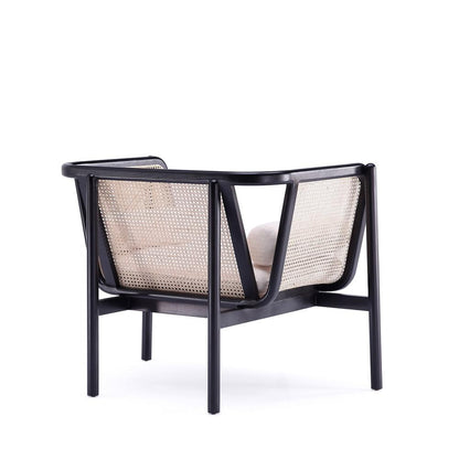 Manhattan Comfort - Versailles Woven Polycotton Accent Chair with American Ash Wood Legs in Black, Natural Cane and Cream - Set of 2 - 2-ACCA01-CR veiw 5