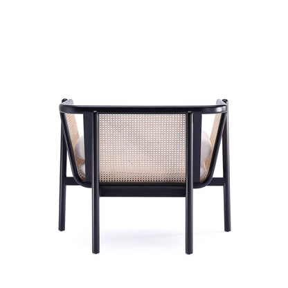 Manhattan Comfort - Versailles Woven Polycotton Accent Chair with American Ash Wood Legs in Black, Natural Cane and Cream - Set of 2 - 2-ACCA01-CR veiw 6