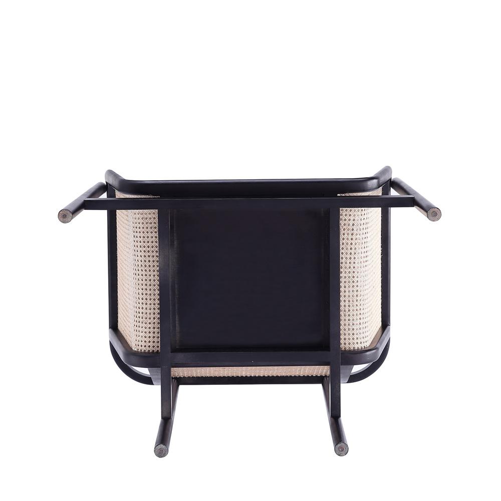 Manhattan Comfort - Versailles Woven Polycotton Accent Chair with American Ash Wood Legs in Black, Natural Cane and Cream - Set of 2 - 2-ACCA01-CR veiw 8