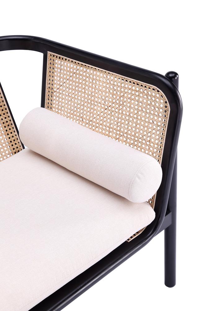 Manhattan Comfort - Versailles Woven Polycotton Accent Chair with American Ash Wood Legs in Black, Natural Cane and Cream - ACCA01-CR veiw 8