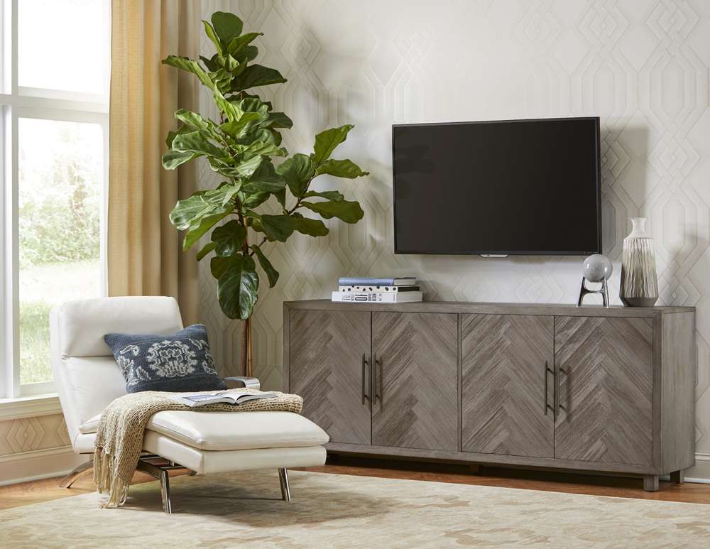 Martin Furniture - Palisades 80in Four Door TV Console, Fully Assembled, Gray - IMPA380 veiw 2