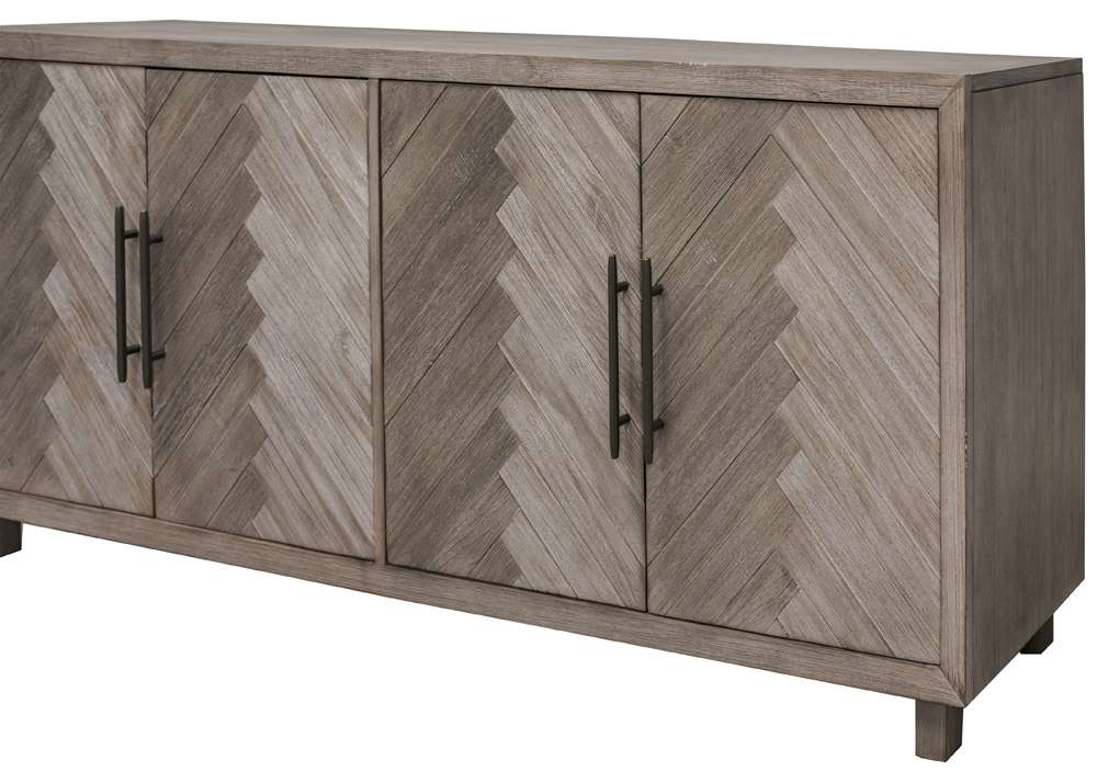 Martin Furniture - Palisades 80in Four Door TV Console, Fully Assembled, Gray - IMPA380 veiw 4