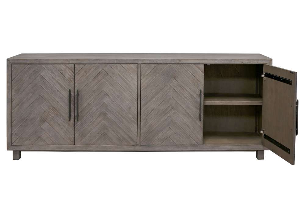 Martin Furniture - Palisades 80in Four Door TV Console, Fully Assembled, Gray - IMPA380 veiw 5