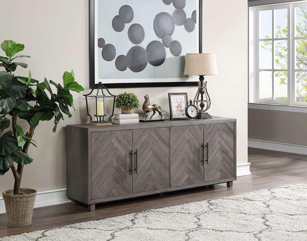 Martin Furniture - Palisades 80in Four Door TV Console, Fully Assembled, Gray - IMPA380 veiw 10