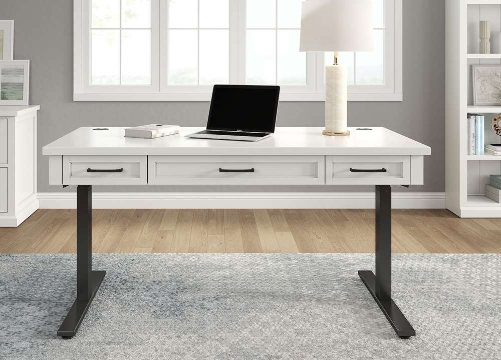 Martin Furniture - Abby - Modern Electric Sit/Stand Desk, Wood Adjustable Office Desk, White - IMAY384T-KIT veiw 1