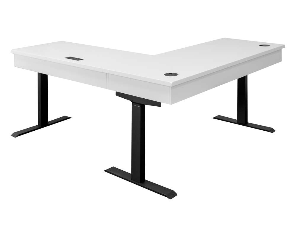 Martin Furniture - Abby - Modern Electric Sit/Stand L-Desk and Return, Wood Adjustable Office Corner Desk and Return, White - IMAY387TR-KIT veiw 3