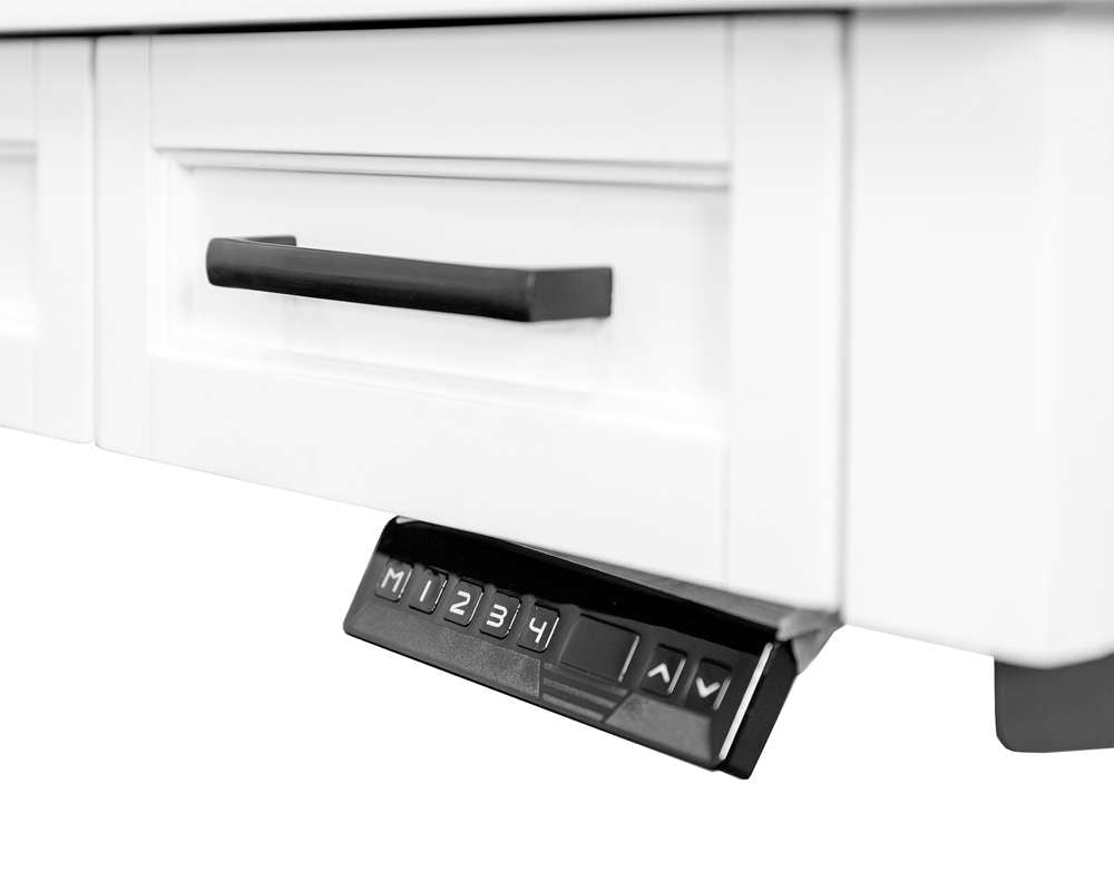 Martin Furniture - Abby - Modern Electric Sit/Stand L-Desk and Return, Wood Adjustable Office Corner Desk and Return, White - IMAY387TR-KIT veiw 6