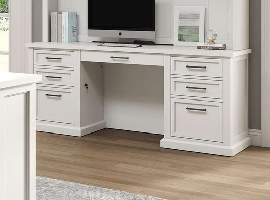Martin Furniture - Abby - Modern Wood Desk, Office Writing Table, Credenza, Fully Assembled, White Finish - IMAY689 veiw 1