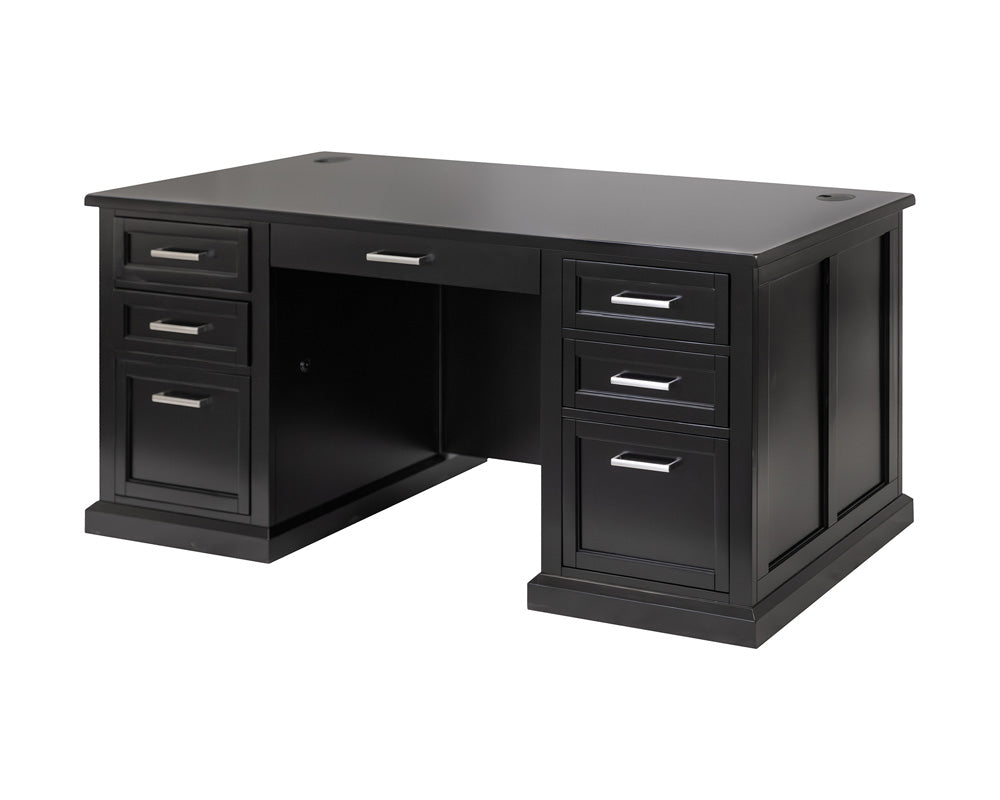 Martin Furniture - Abby - Modern Wood Double Pedestal Executive Desk, Writing Table, Office Desk, Fully Assembled, Black - IMAY680B view 1
