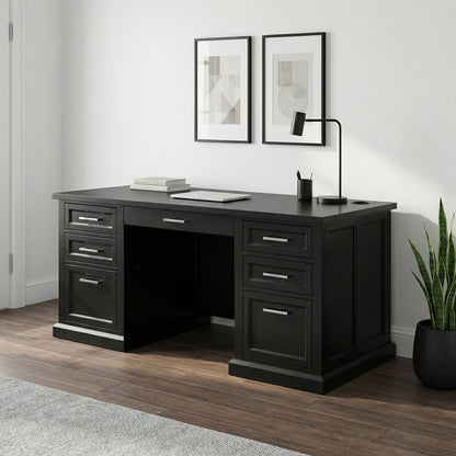 Martin Furniture - Abby - Modern Wood Double Pedestal Executive Desk, Writing Table, Office Desk, Fully Assembled, Black - IMAY680B view 3