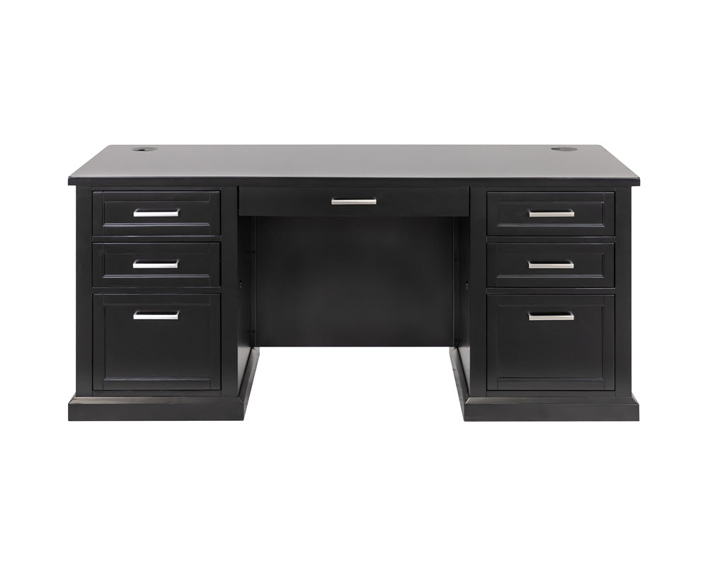 Martin Furniture - Abby - Modern Wood Double Pedestal Executive Desk, Writing Table, Office Desk, Fully Assembled, Black - IMAY680B view 6