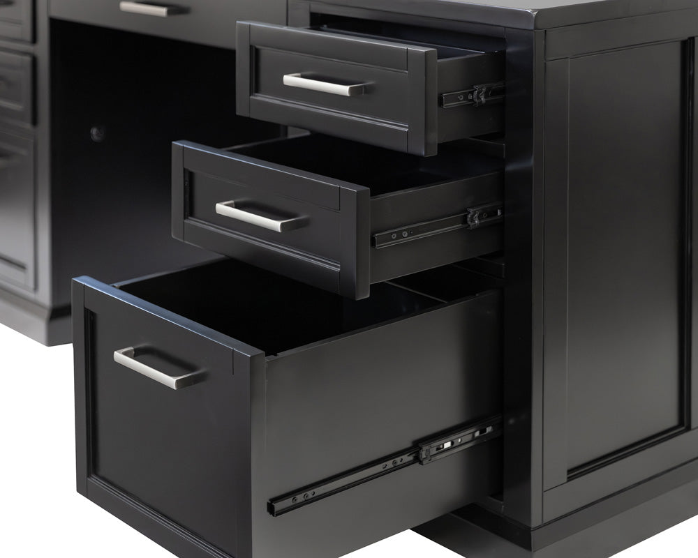 Martin Furniture - Abby - Modern Wood Double Pedestal Executive Desk, Writing Table, Office Desk, Fully Assembled, Black - IMAY680B view 9