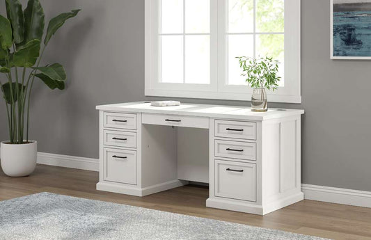 Martin Furniture - Abby - Modern Wood Double Pedestal Executive Desk, Writing Table, Office Desk, Fully Assembled, White - IMAY680 veiw 1