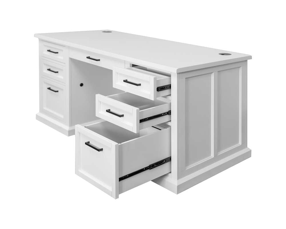 Martin Furniture - Abby - Modern Wood Double Pedestal Executive Desk, Writing Table, Office Desk, Fully Assembled, White - IMAY680 veiw 3