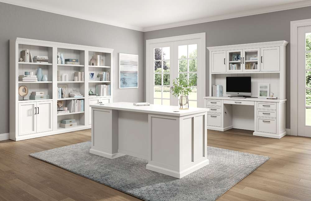 Martin Furniture - Abby - Modern Wood Double Pedestal Executive Desk, Writing Table, Office Desk, Fully Assembled, White - IMAY680 veiw 8