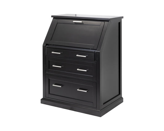 Martin Furniture - Abby - Modern Wood Drop-Lid Secretary Desk, Fully Assembled, Black - IMAY550B view 1