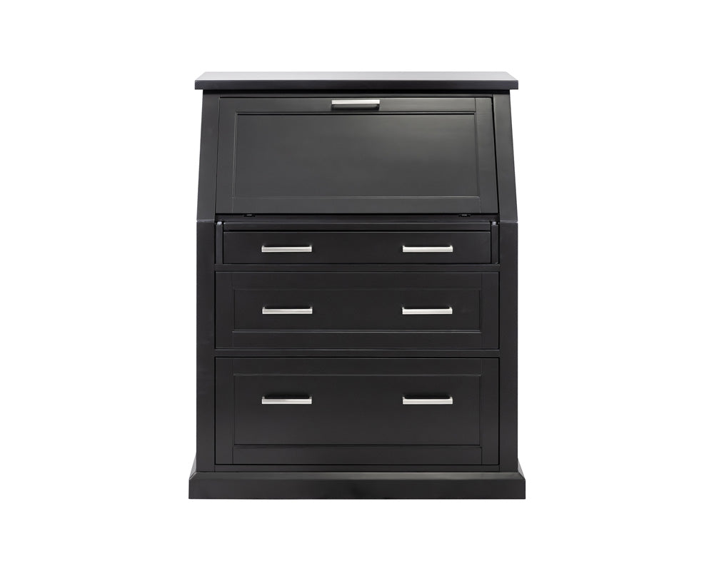 Martin Furniture - Abby - Modern Wood Drop-Lid Secretary Desk, Fully Assembled, Black - IMAY550B view 2