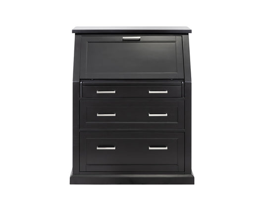Martin Furniture - Abby - Modern Wood Drop-Lid Secretary Desk, Fully Assembled, Black - IMAY550B view 2