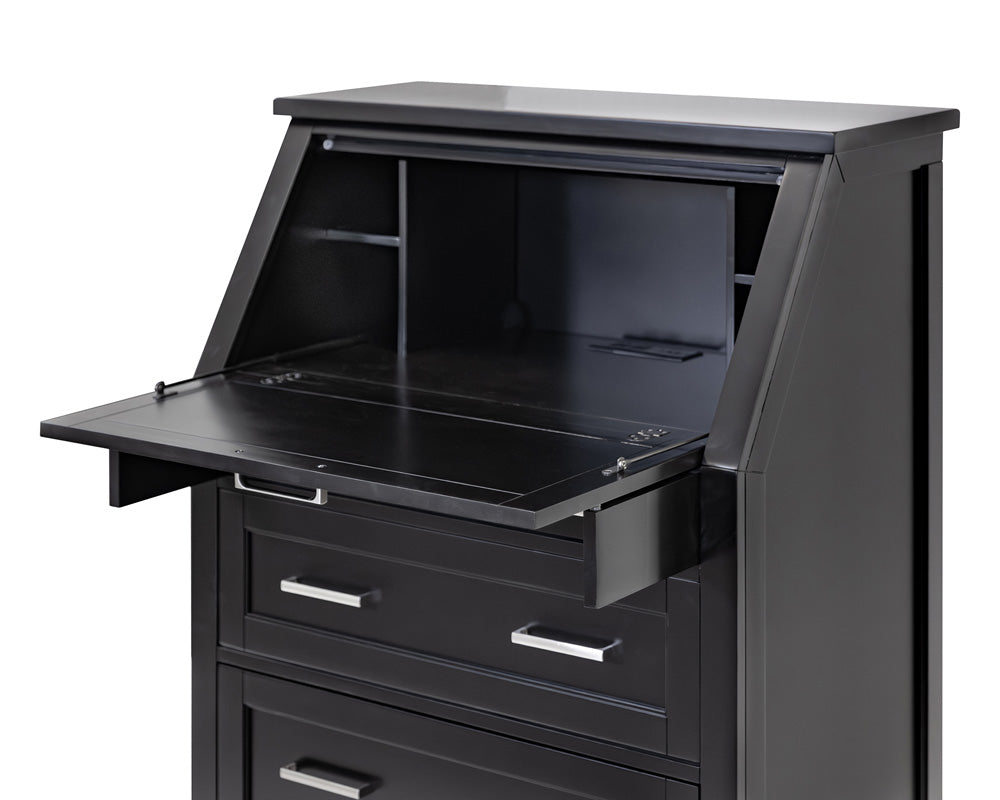 Martin Furniture - Abby - Modern Wood Drop-Lid Secretary Desk, Fully Assembled, Black - IMAY550B view 3
