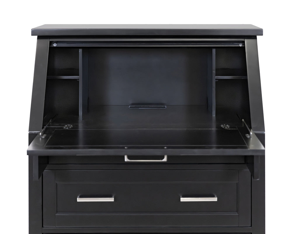Martin Furniture - Abby - Modern Wood Drop-Lid Secretary Desk, Fully Assembled, Black - IMAY550B view 4