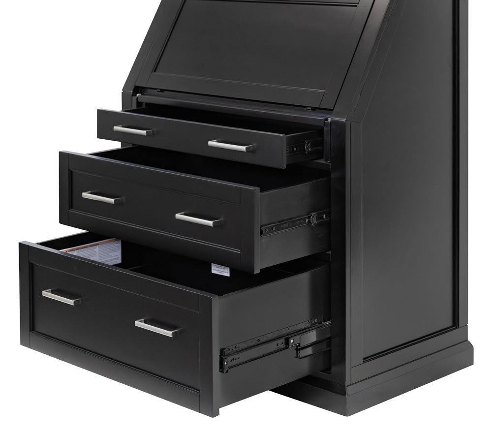 Martin Furniture - Abby - Modern Wood Drop-Lid Secretary Desk, Fully Assembled, Black - IMAY550B view 6