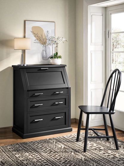 Martin Furniture - Abby - Modern Wood Drop-Lid Secretary Desk, Fully Assembled, Black - IMAY550B view 12