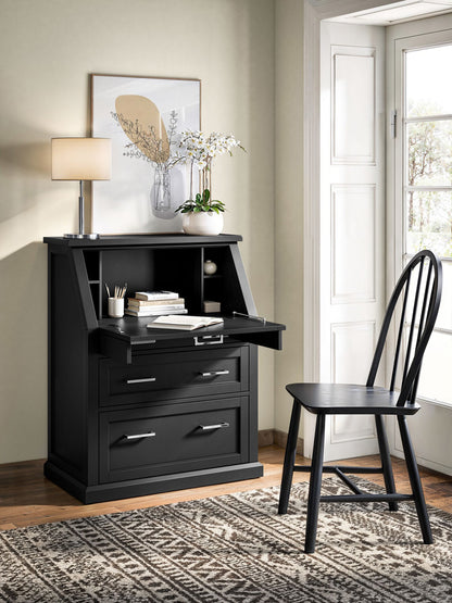 Martin Furniture - Abby - Modern Wood Drop-Lid Secretary Desk, Fully Assembled, Black - IMAY550B view 13
