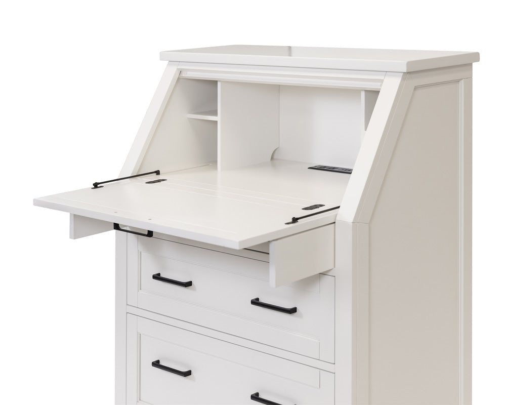 Martin Furniture - Abby - Modern Wood Drop-Lid Secretary Desk, Fully Assembled, White - IMAY550 view 2