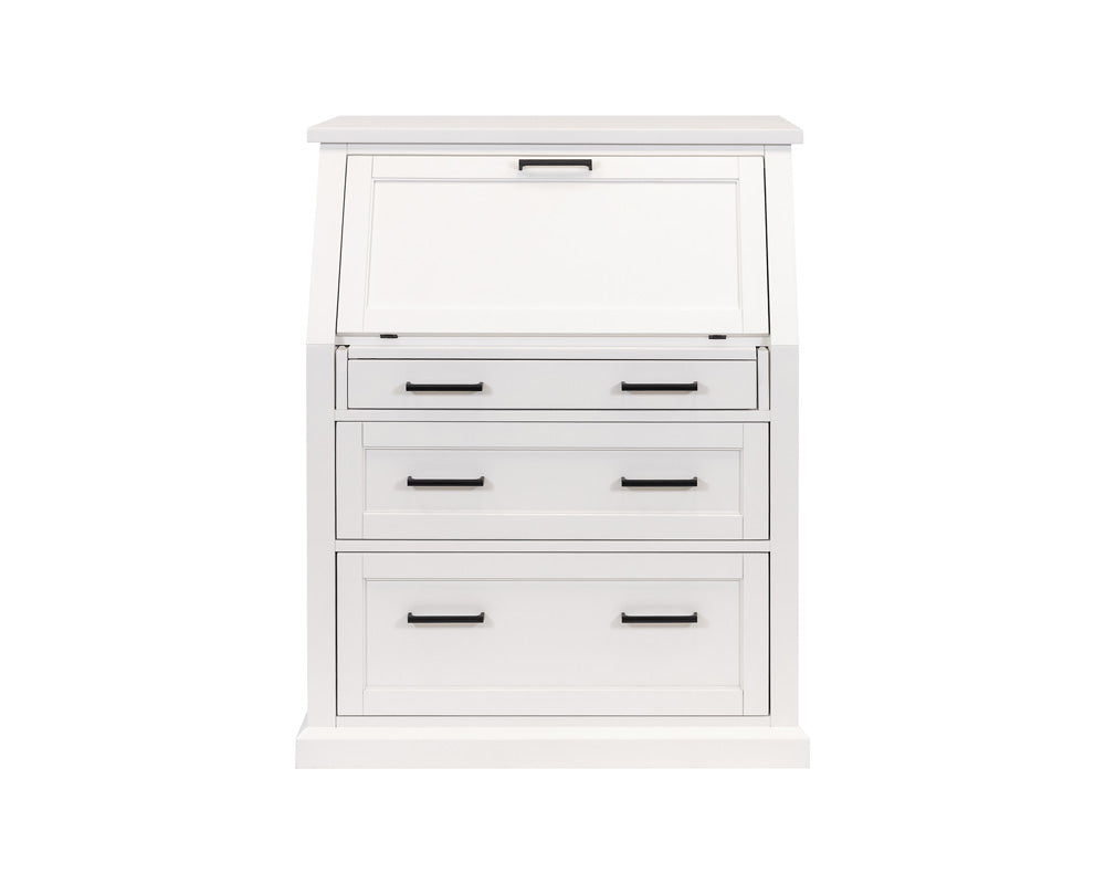 Martin Furniture - Abby - Modern Wood Drop-Lid Secretary Desk, Fully Assembled, White - IMAY550 view 3