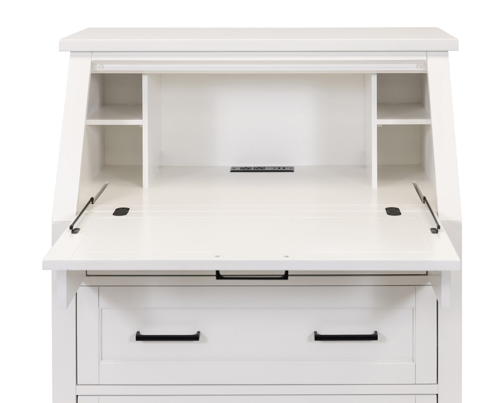 Martin Furniture - Abby - Modern Wood Drop-Lid Secretary Desk, Fully Assembled, White - IMAY550 view 5