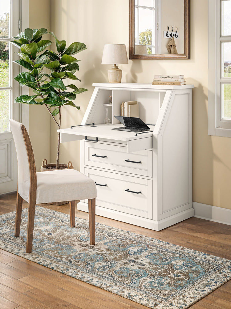 Martin Furniture - Abby - Modern Wood Drop-Lid Secretary Desk, Fully Assembled, White - IMAY550 view 8
