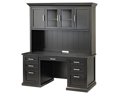 Martin Furniture - Abby - Modern Wood Hutch With Doors and Desk, Storage Hutch and Credenza, Office Storage, Fully Assembled, Black - IMAY682B-689BKIT view 1