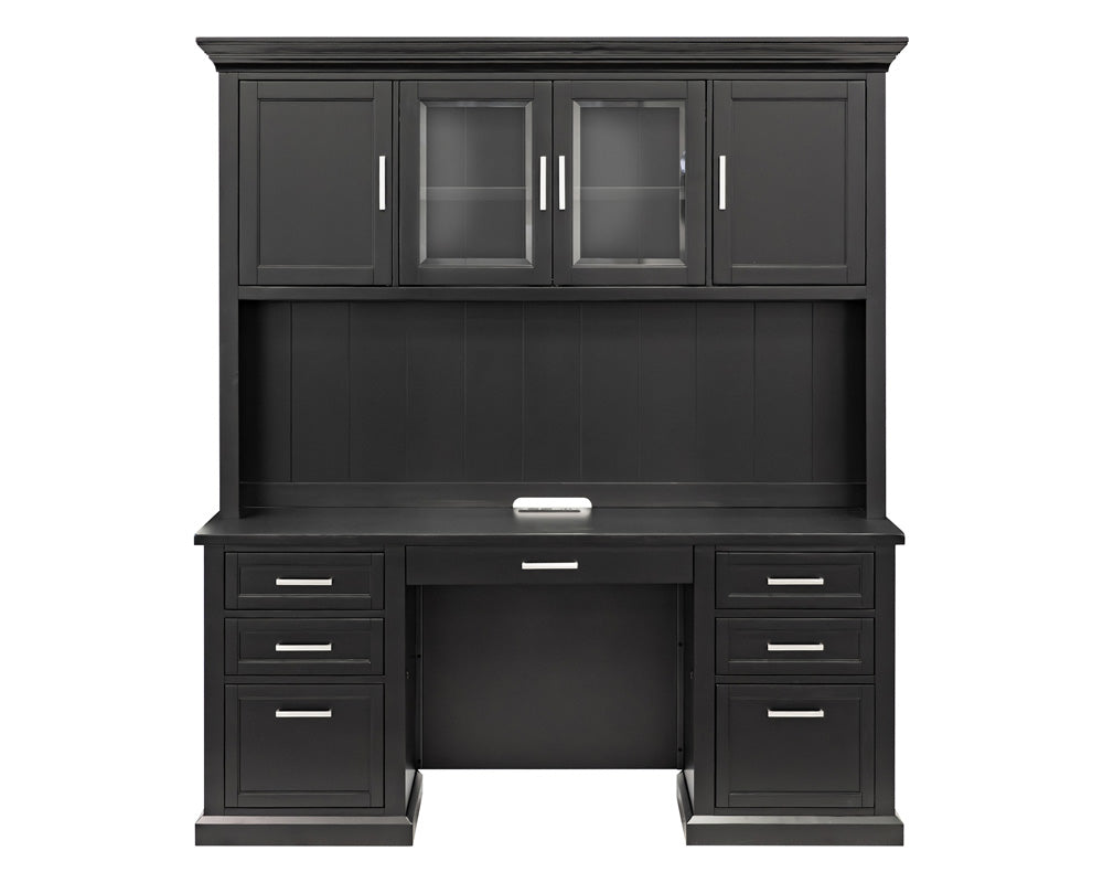 Martin Furniture - Abby - Modern Wood Hutch With Doors and Desk, Storage Hutch and Credenza, Office Storage, Fully Assembled, Black - IMAY682B-689BKIT view 3