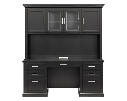Martin Furniture - Abby - Modern Wood Hutch With Doors and Desk, Storage Hutch and Credenza, Office Storage, Fully Assembled, Black - IMAY682B-689BKIT view 3