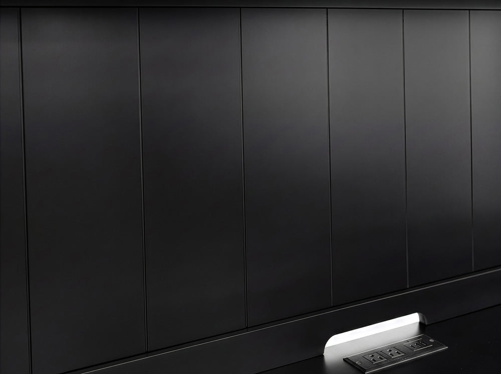 Martin Furniture - Abby - Modern Wood Hutch With Doors and Desk, Storage Hutch and Credenza, Office Storage, Fully Assembled, Black - IMAY682B-689BKIT view 4